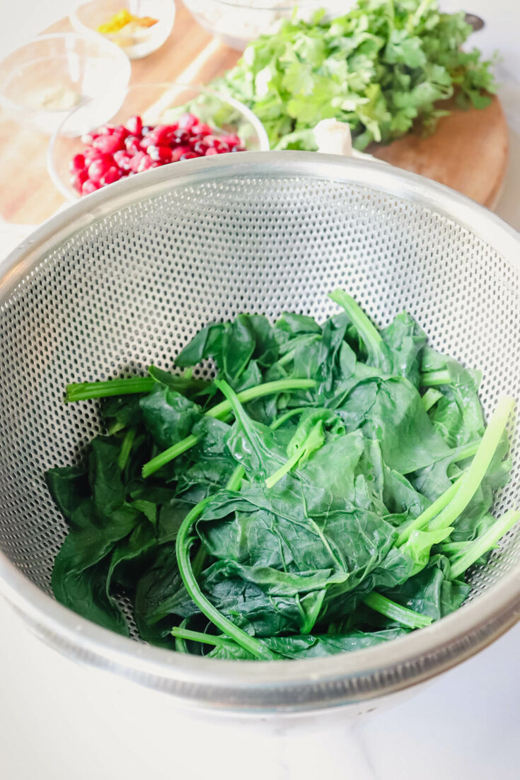 Boiled and wilted spinach