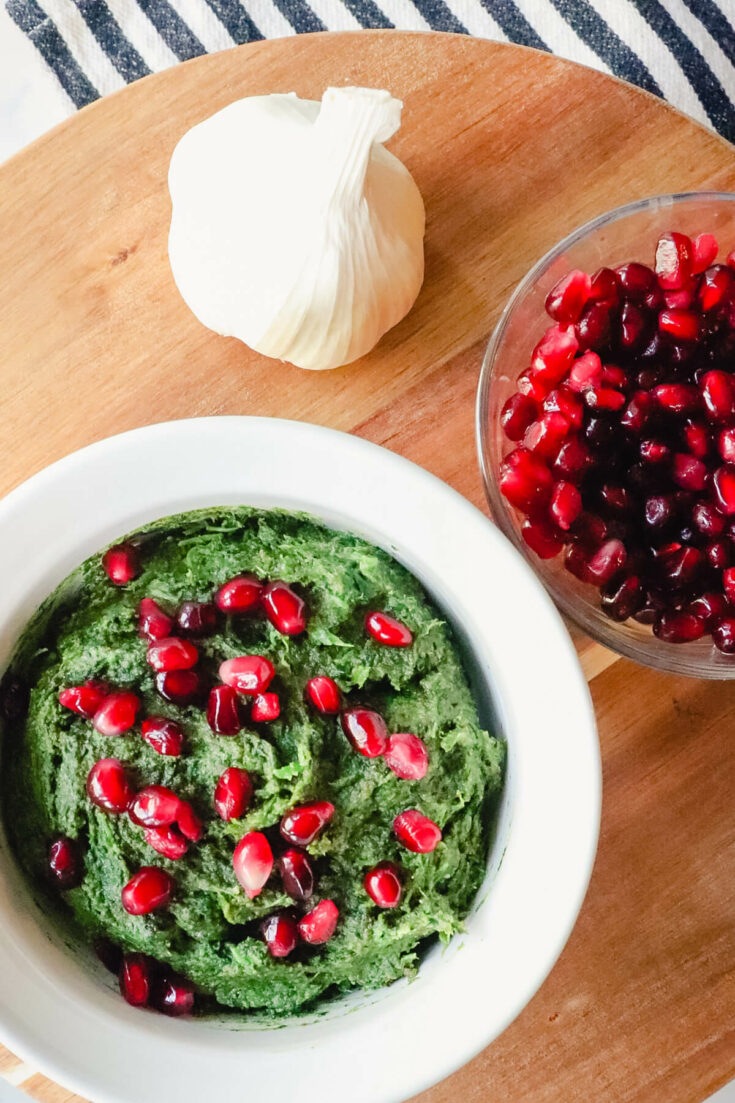 Overhead view of Georgian spinach pkhali