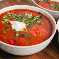 Bowl of keto chicken enchilada soup