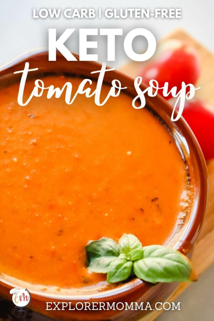 Easy keto tomato soup over head view