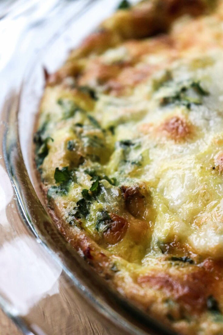 Keto quiche with sausage and kale