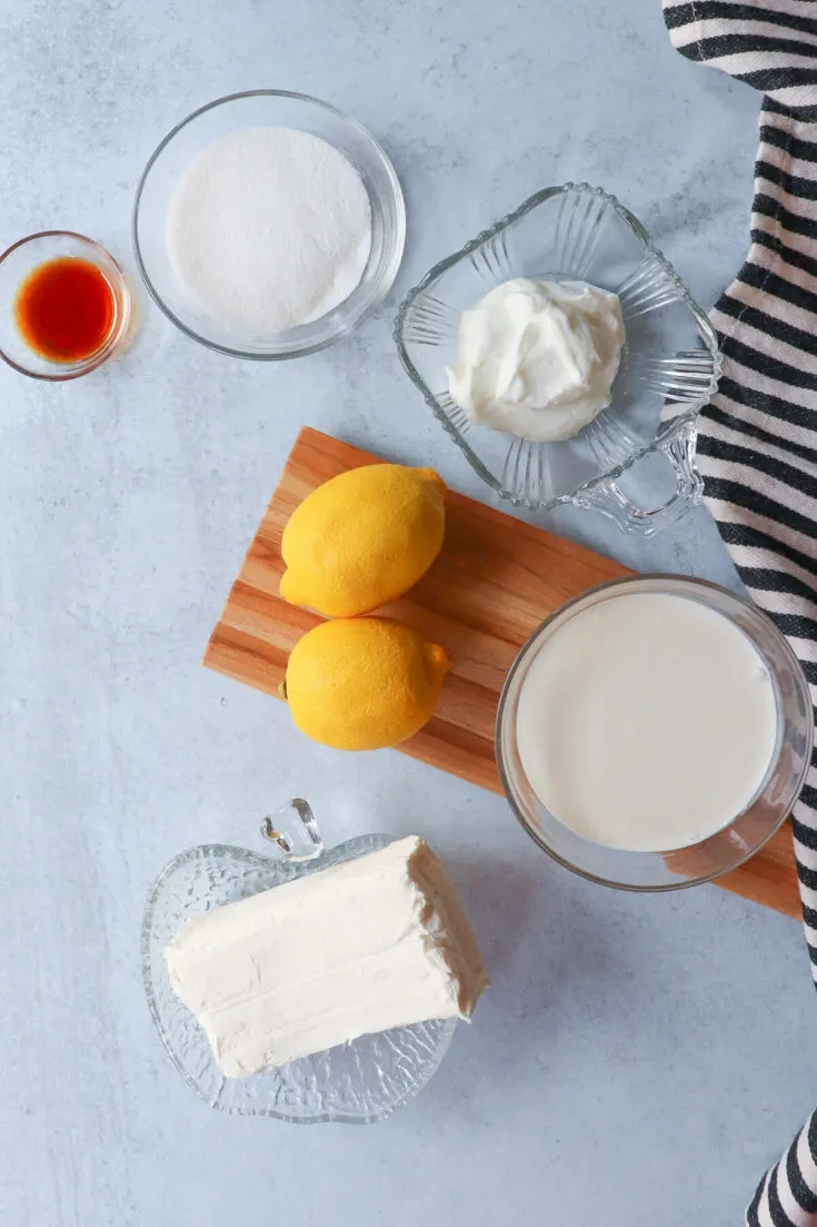 Ingredients in cream cheese fruit dip