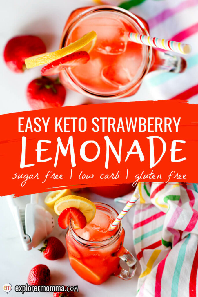 Two glasses of keto strawberry lemonade