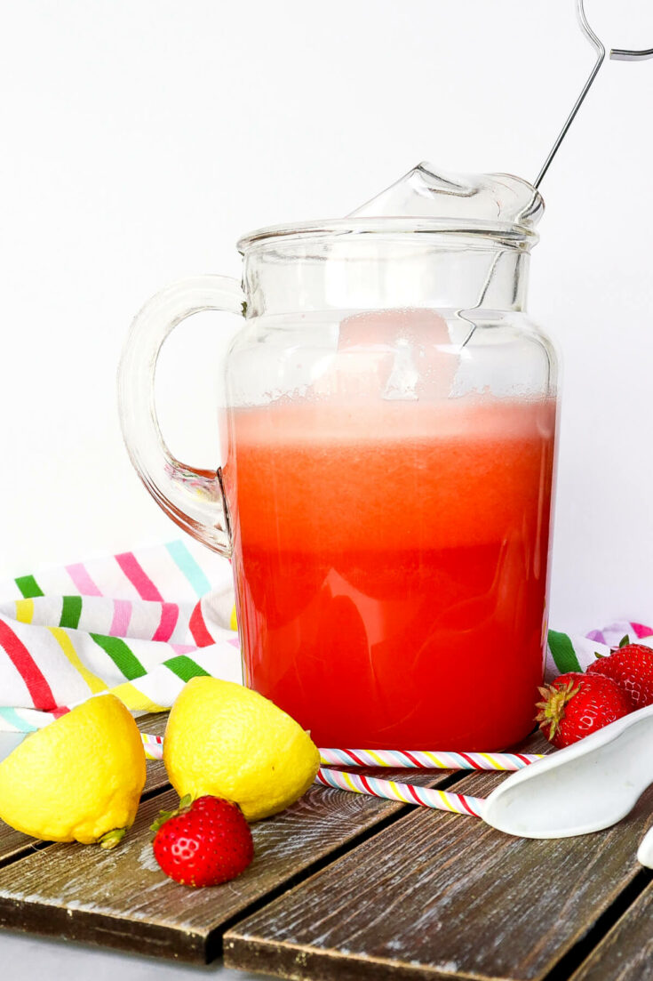 Pitcher of low carb strawberry lemonade