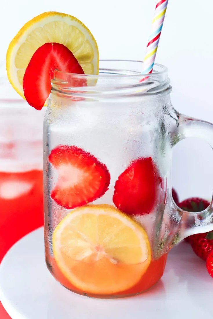 Empty glass of keto strawberry lemonade