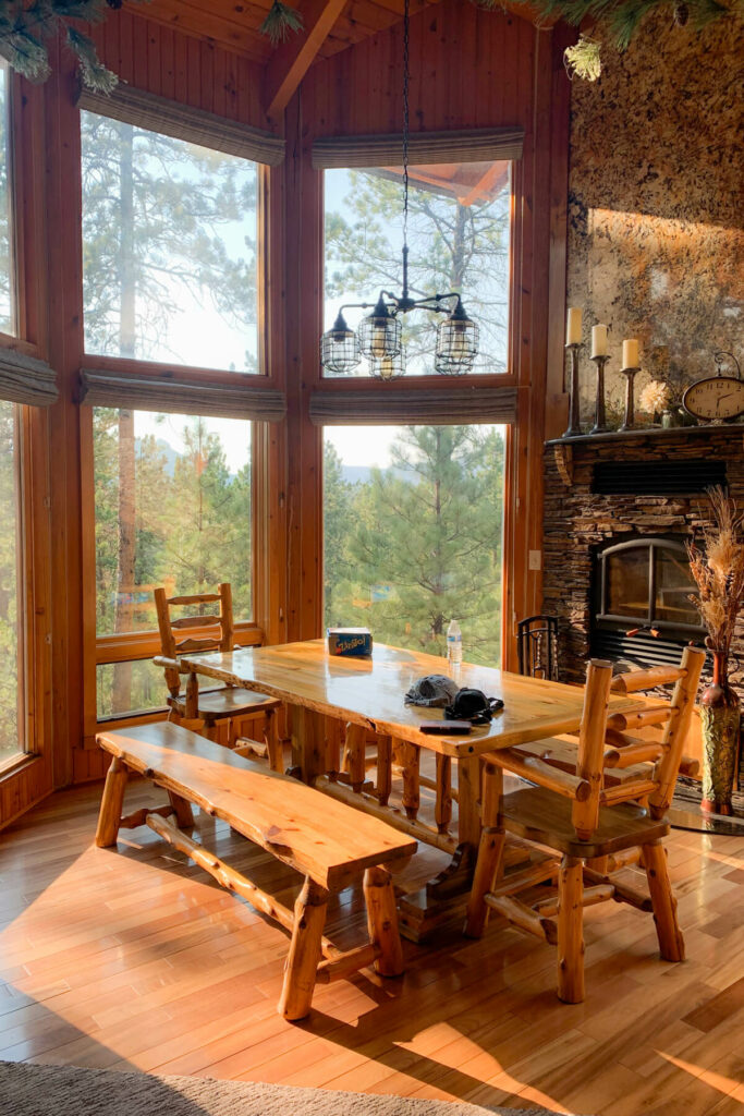 Our VRBO cabin/house dining room table