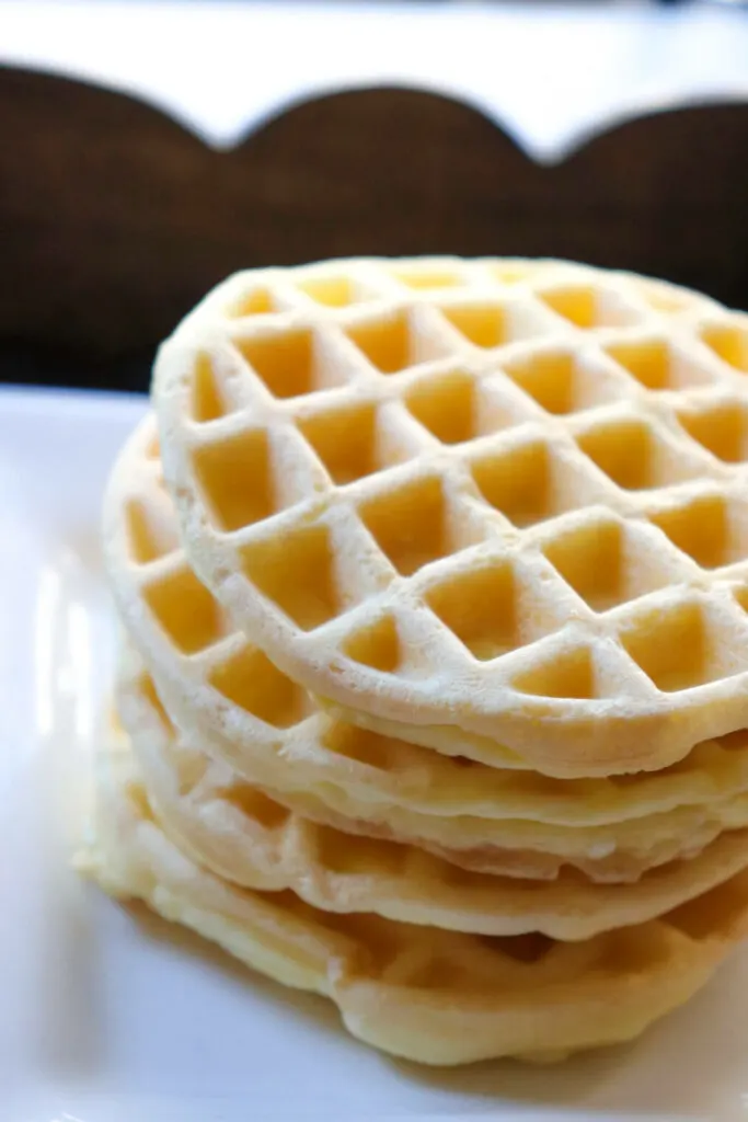 Stack of four low carb white bread chaffles