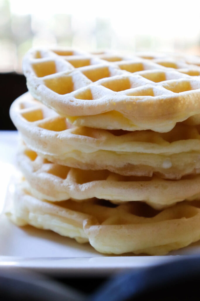 Stack of four keto wonder bread chaffles
