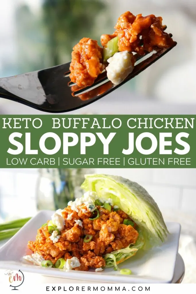 Keto Buffalo ground chicken sloppy Joes with crumbled blue cheese