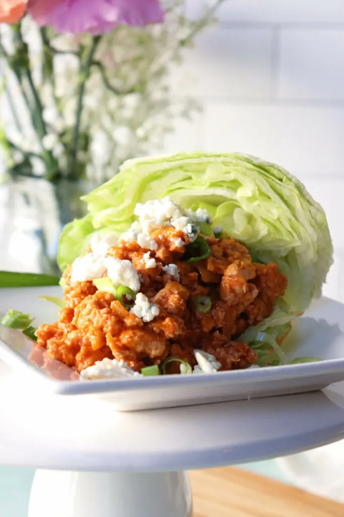 Buffalo ground chicken Sloppy Joe on a white plate