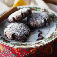 Keto Christmas Crinkle Cookies on a festive plate