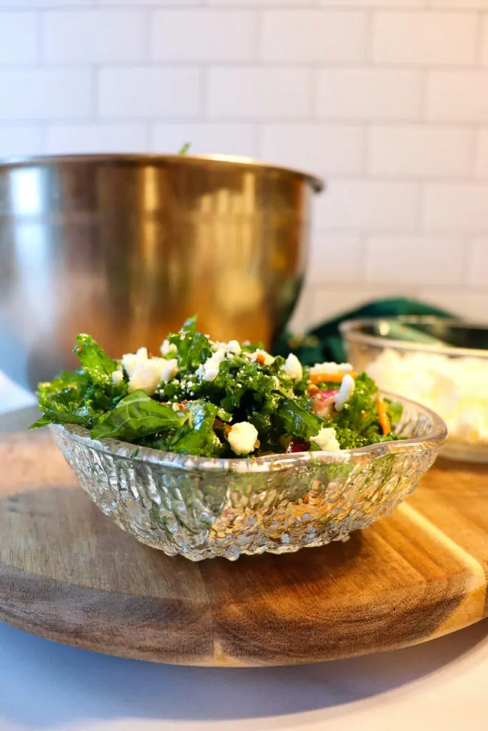Front low view of keto kale salad