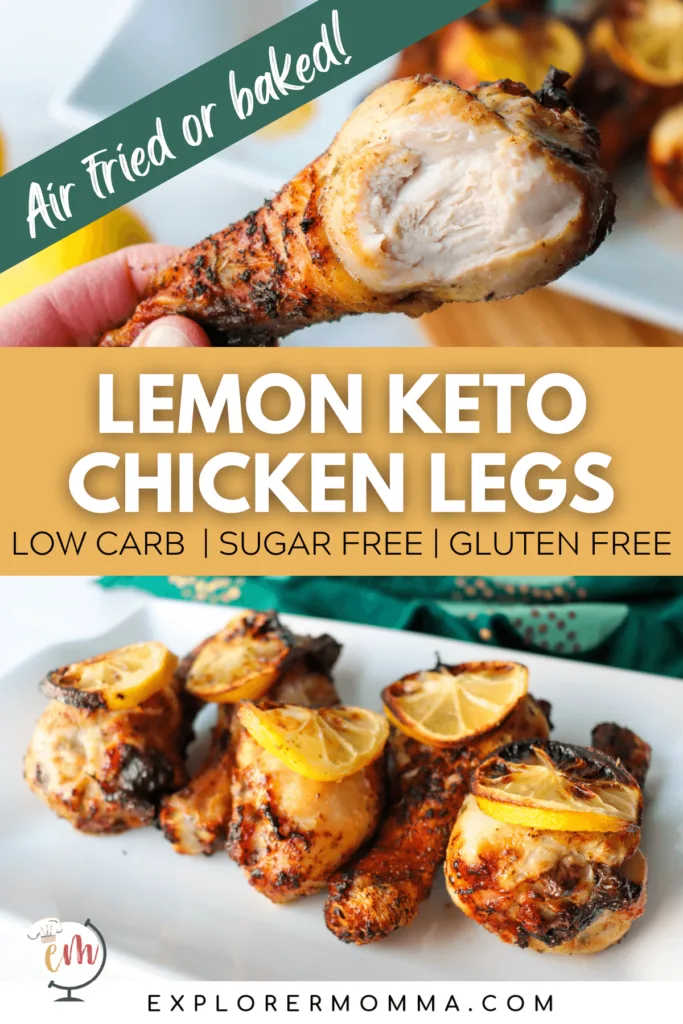 Air fried lemon keto chicken legs