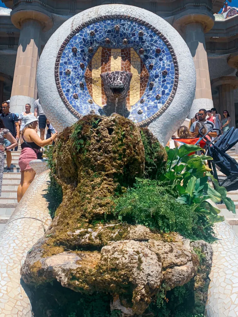 Fountain on the Dragon Staircase at Park Guell