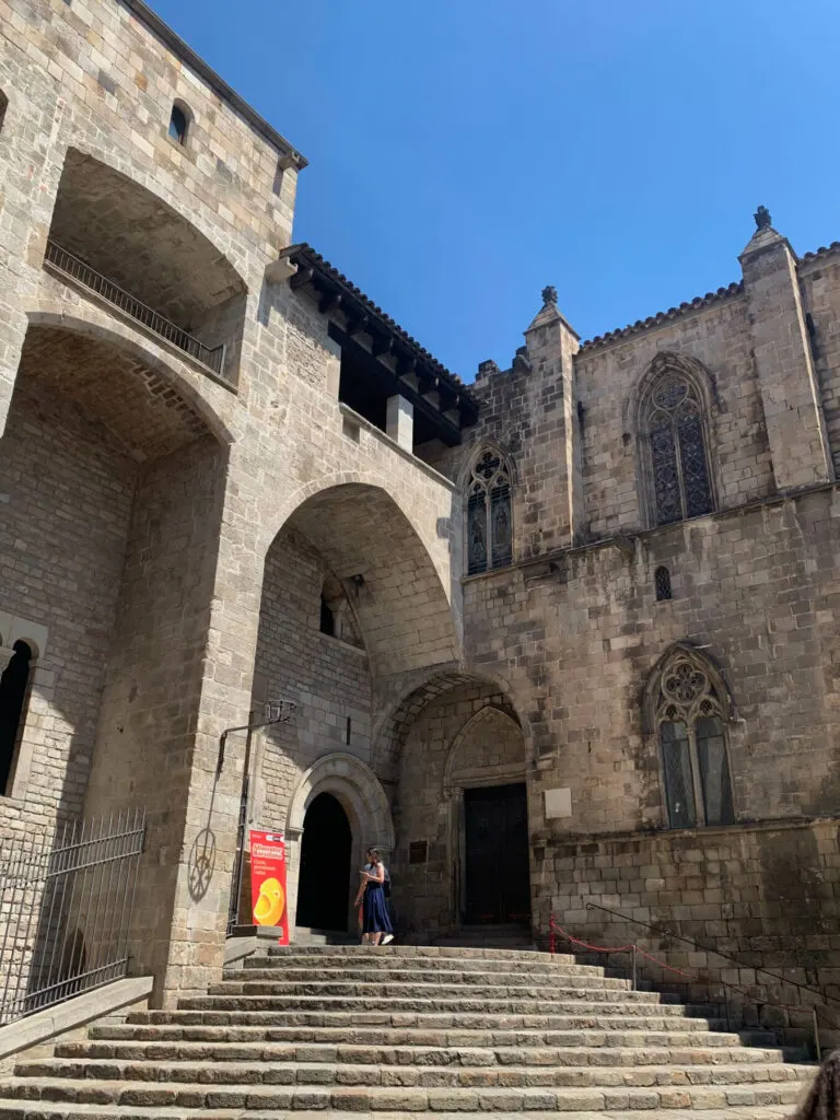 Gothic quarter Barcelona with the Columbus staircase