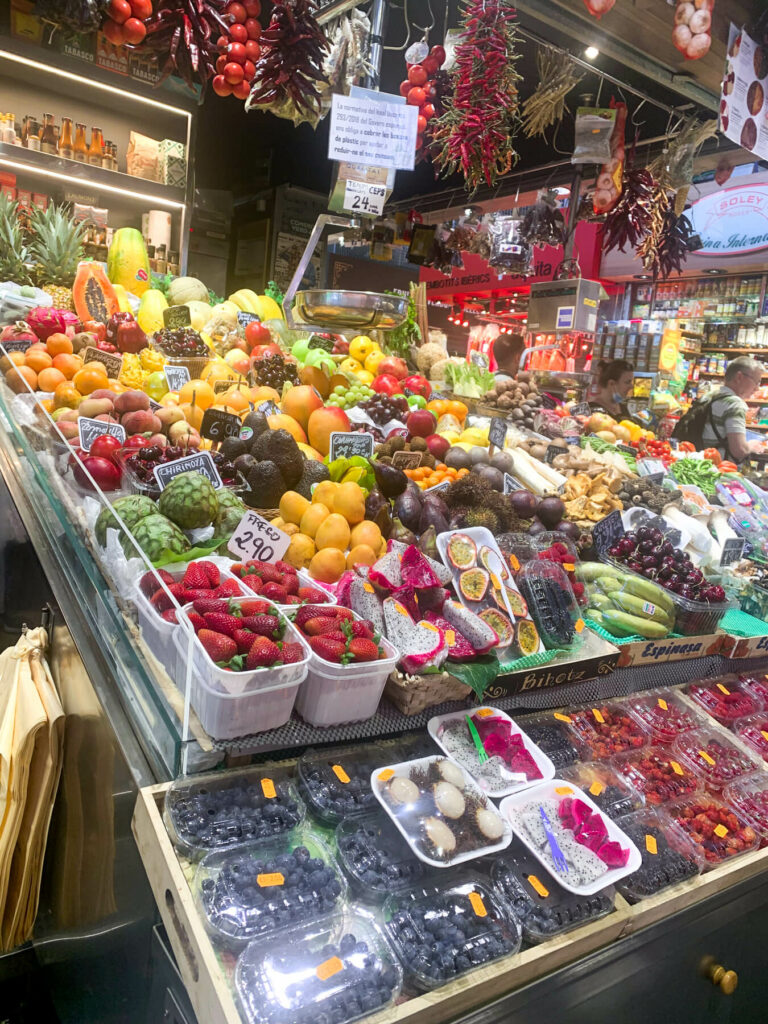 Mercado de La Boqueria, fruit stand in Barcelona