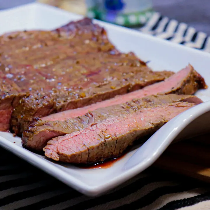 Keto steak marinade on a flank steak