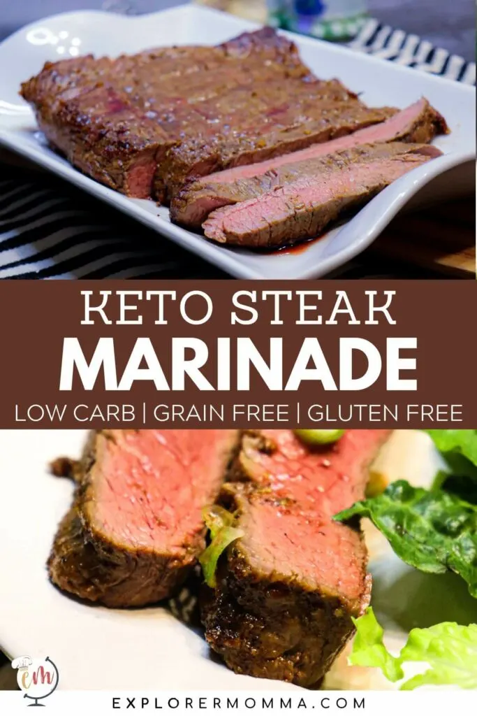 Keto steak marinade cooked on a flank steak in air fryer