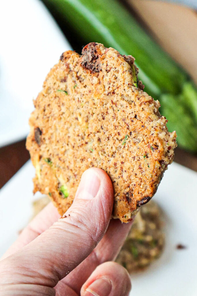 The back side of a keto zucchini cookie