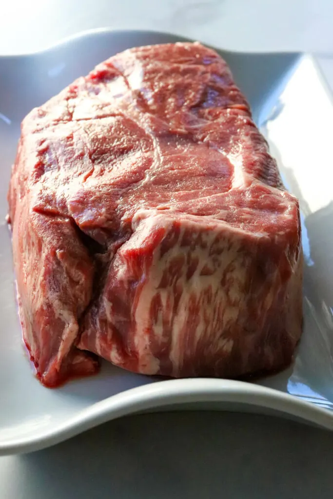Front view of a raw chuck roast