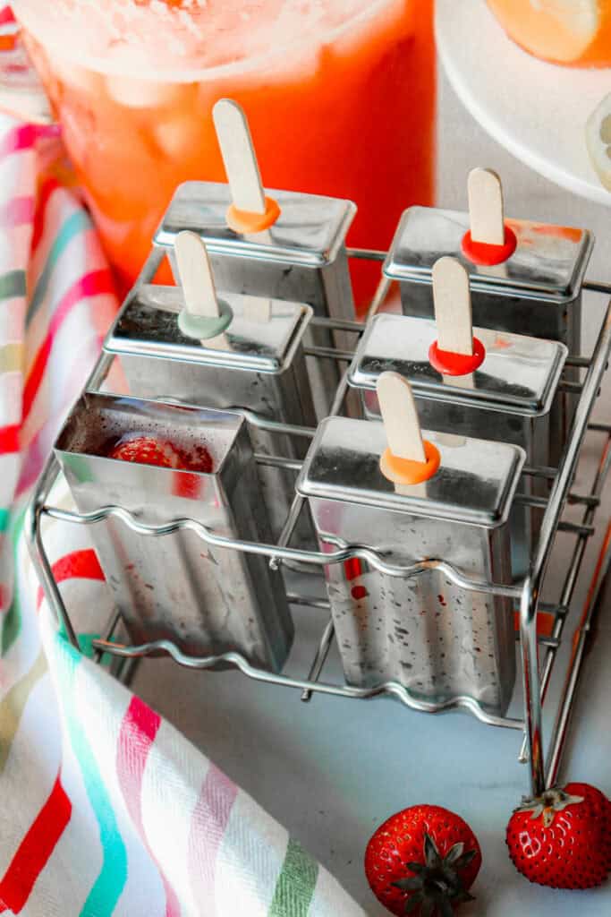 Over head view of stainless steel popsicle molds