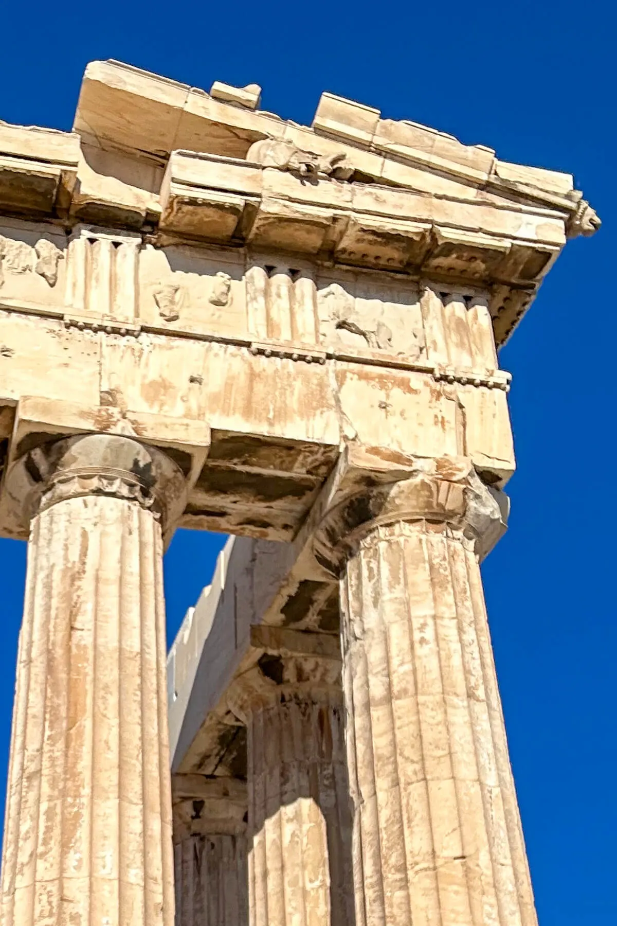 Close up view of the Parthenon