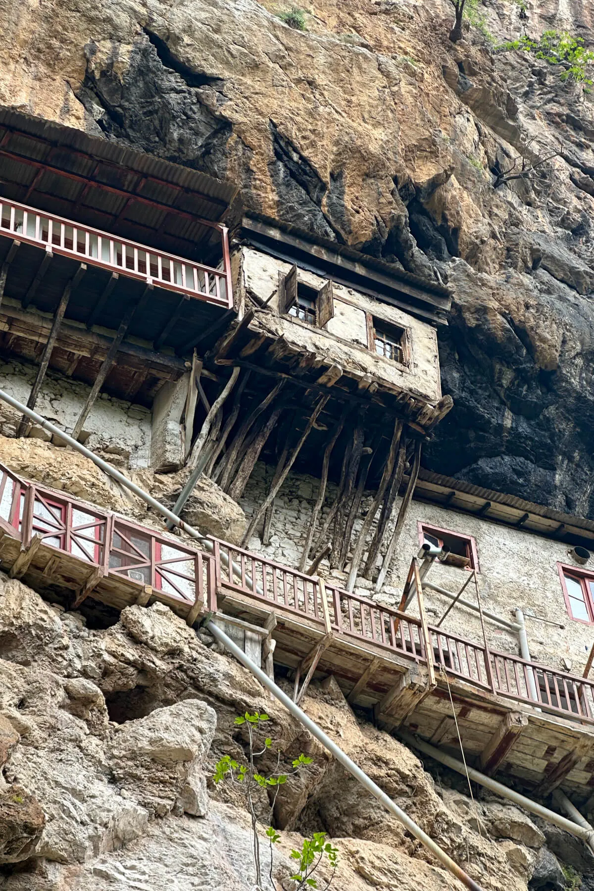 A view of one of the monastery rooms from below