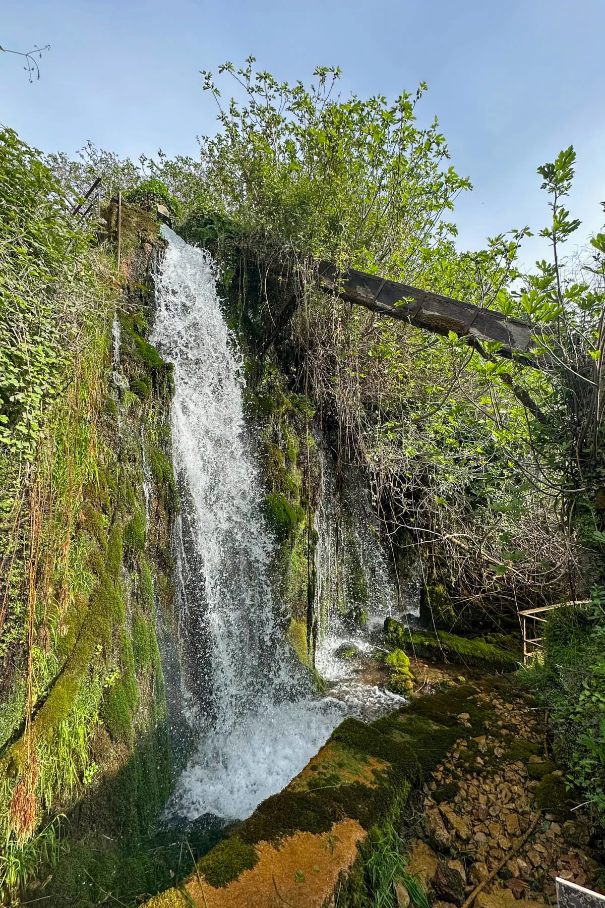 A waterfall at the Open Air Water Power Museum in Stemnitsa, Greece