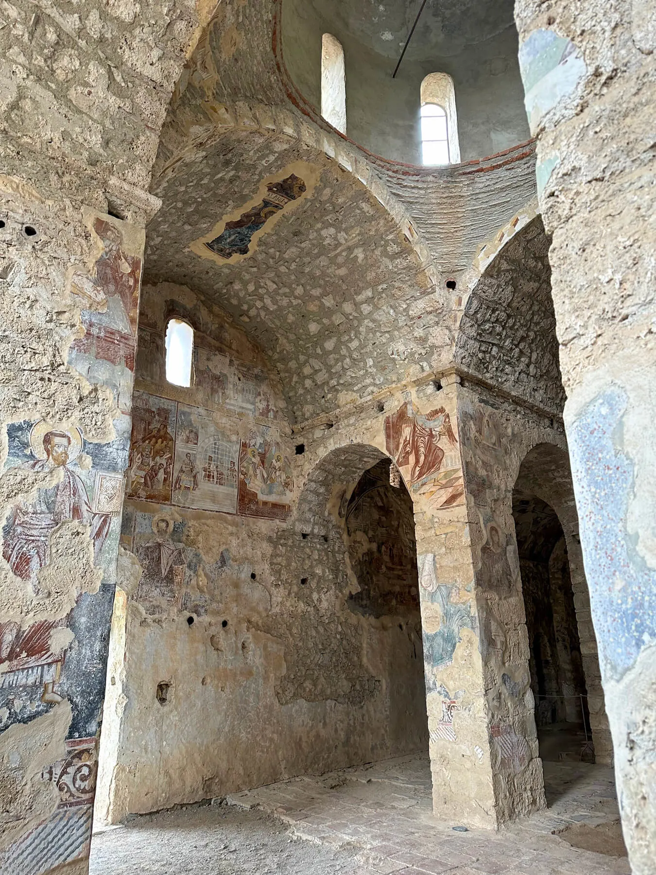 The inside of an Orthodox Church in Mystras with the remaining icons