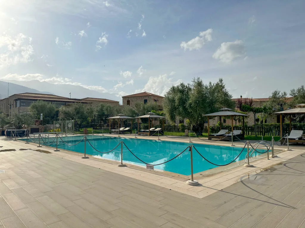 Rectangular swimming pool at the Mystras Grand Resort and Spa