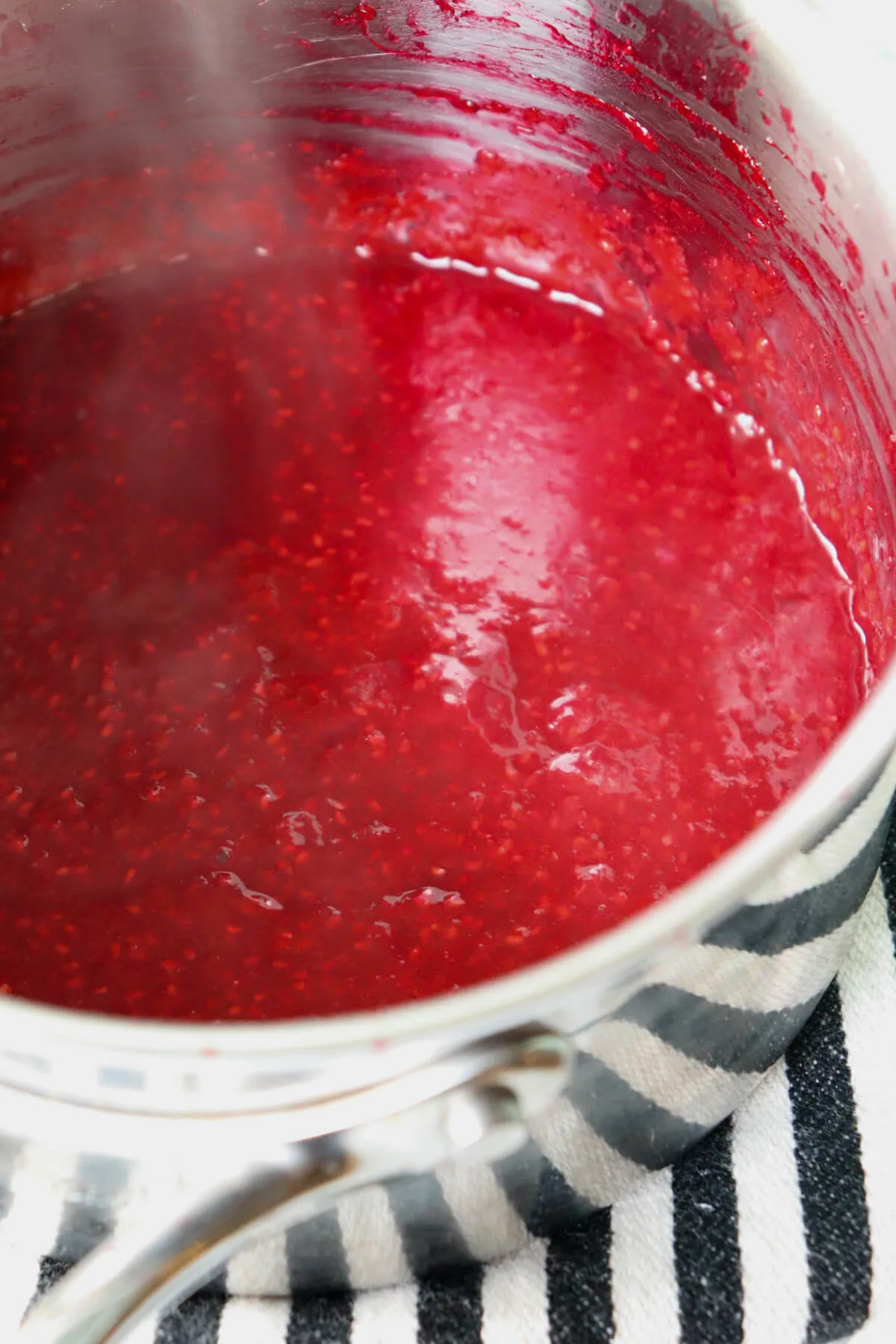 Pan of keto raspberry jam
