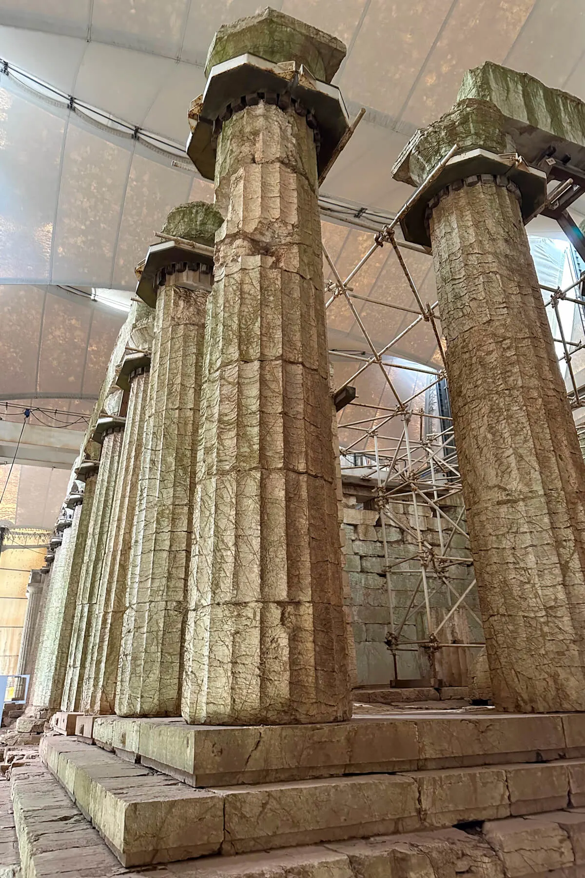 Line of pillars in the Temple of Apollo Epicurius at Bassae