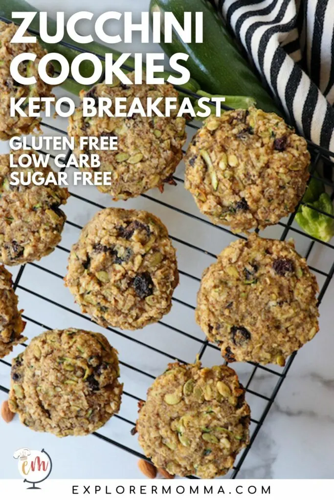 Overhead view of keto breakfast cookies on a cooling rack