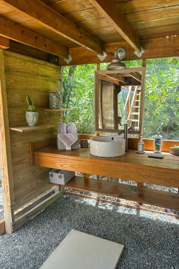 Example of a glamping bathroom