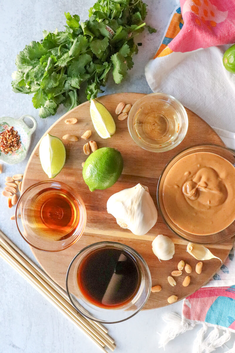 View of low carb Thai peanut sauce ingredients