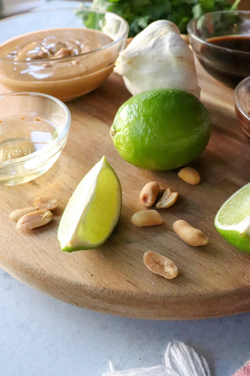 View of low carb Thai peanut sauce ingredients