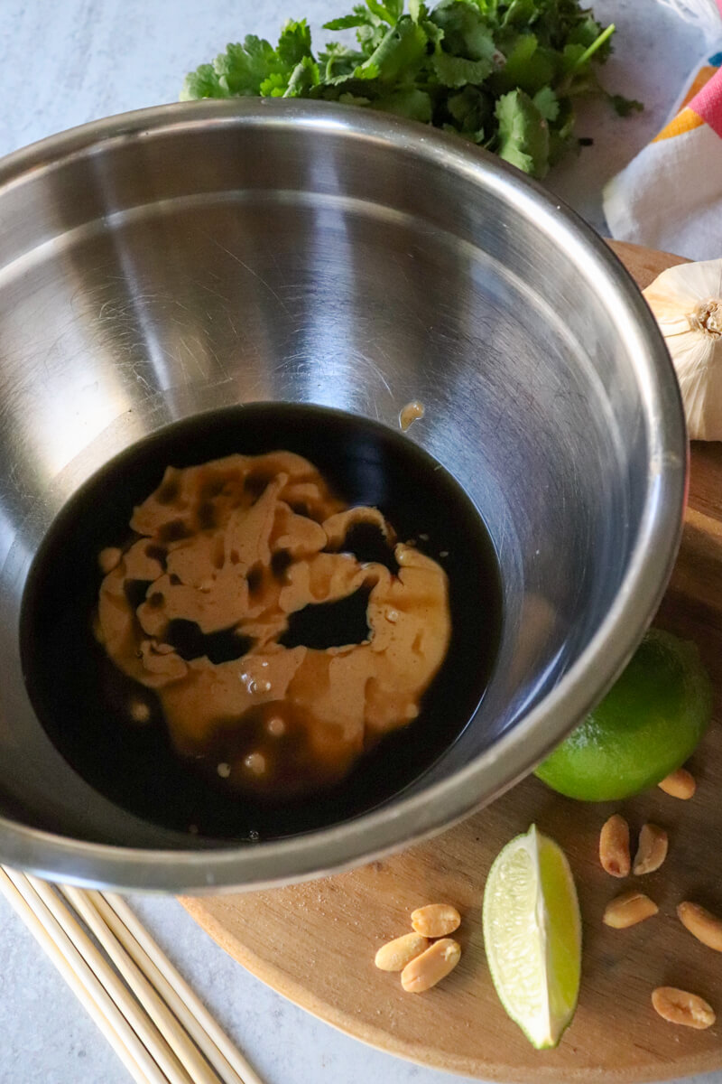 Metal bowl with ingredients before mixing them with a whisk