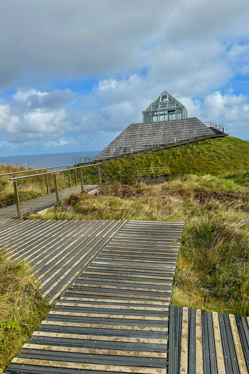 The triangular visitor centre at Ceide Fields, Mayo, Ireland