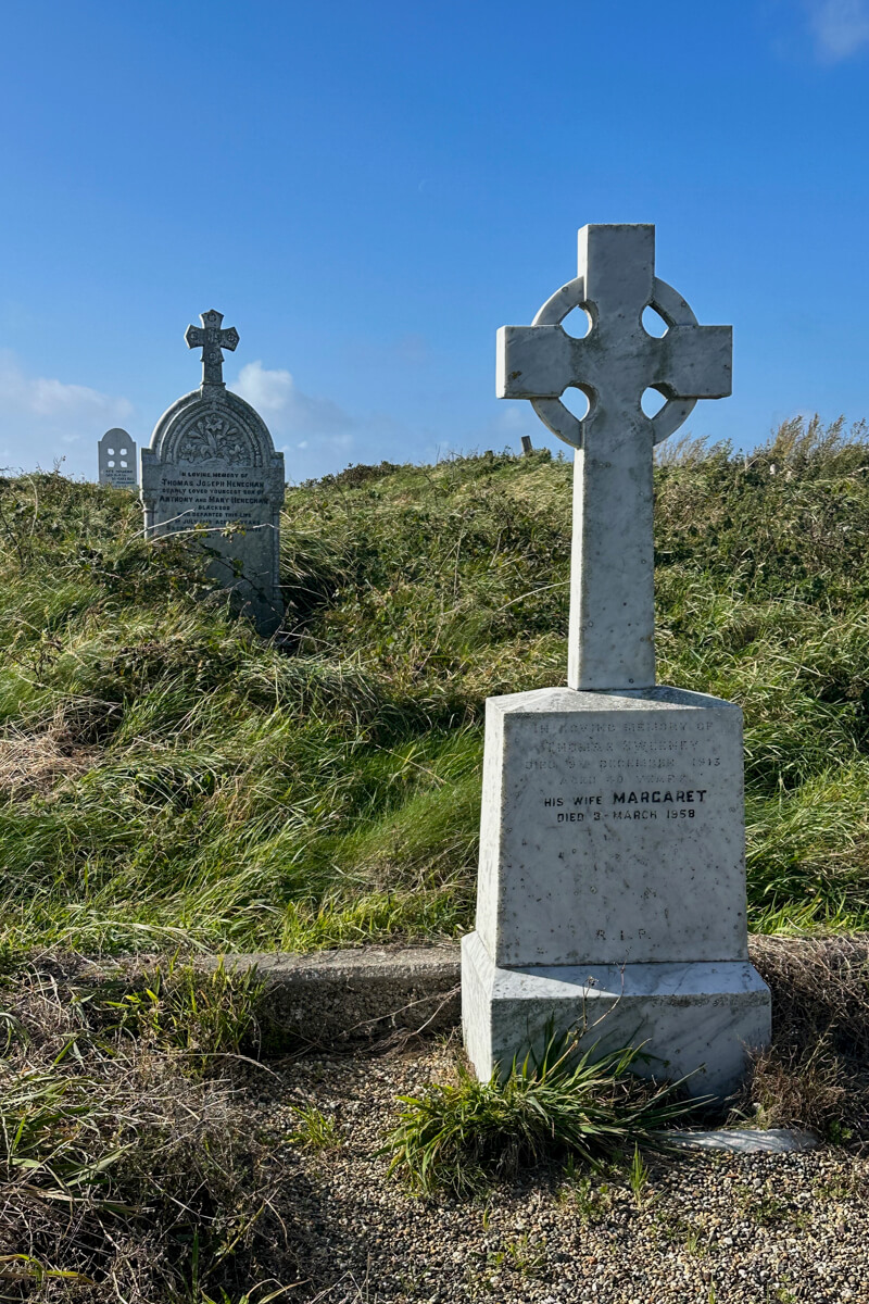 Cemetery in Fallmore, Ireland with Celtic crosses.