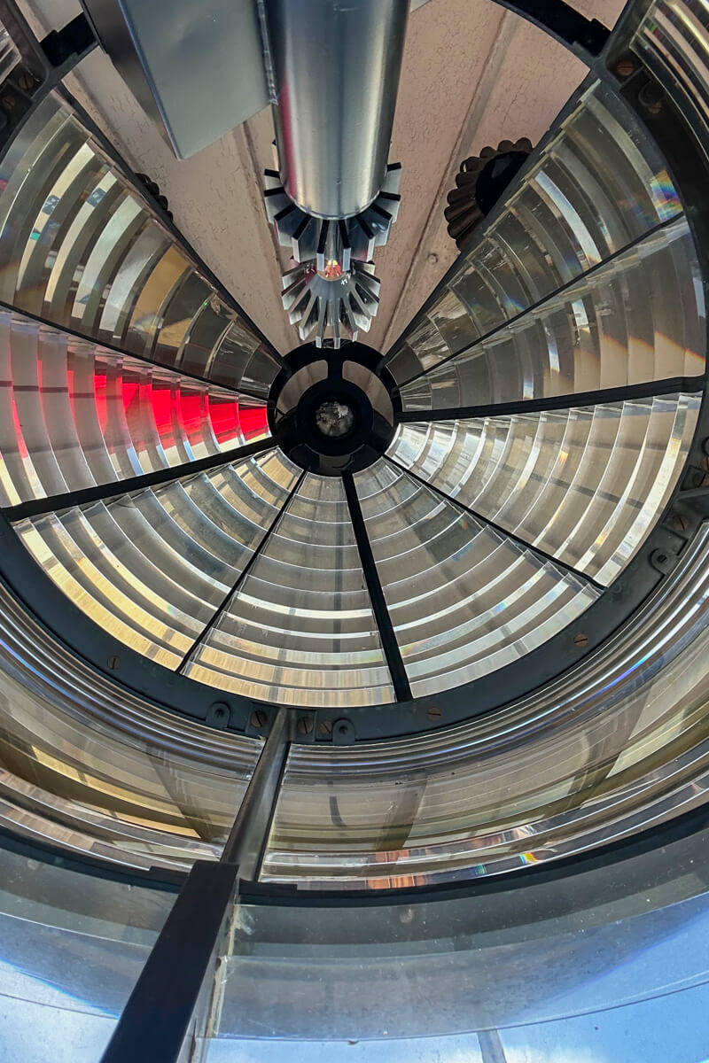 A view looking up at the lenses in the the Blacksod Lighthouse.