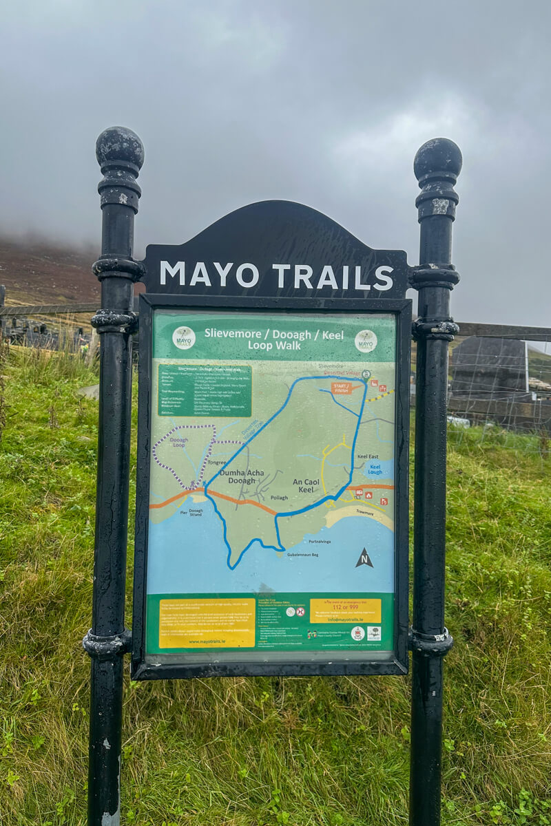 A Mayo trails sign and map