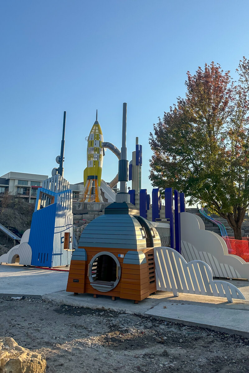 A front view of the playground at Exploration Place
