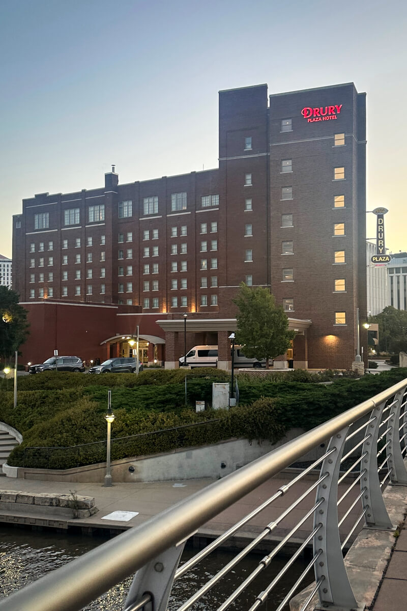 A Drury Inn Hotel view from the river bridge