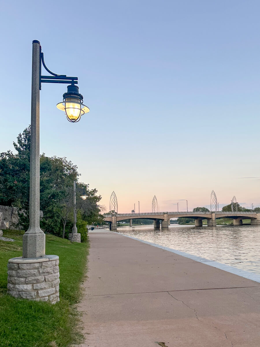A walk way by the river in Wichita