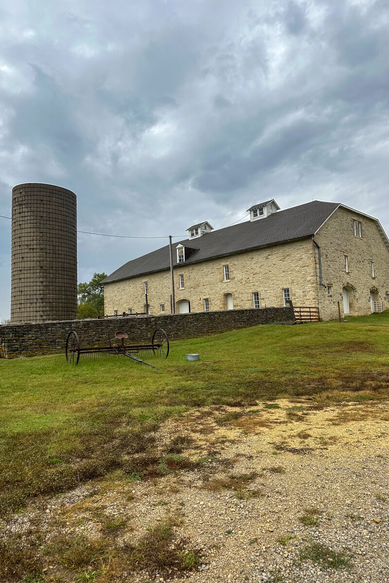 The barn and silo on the Tallgrass Prairie land