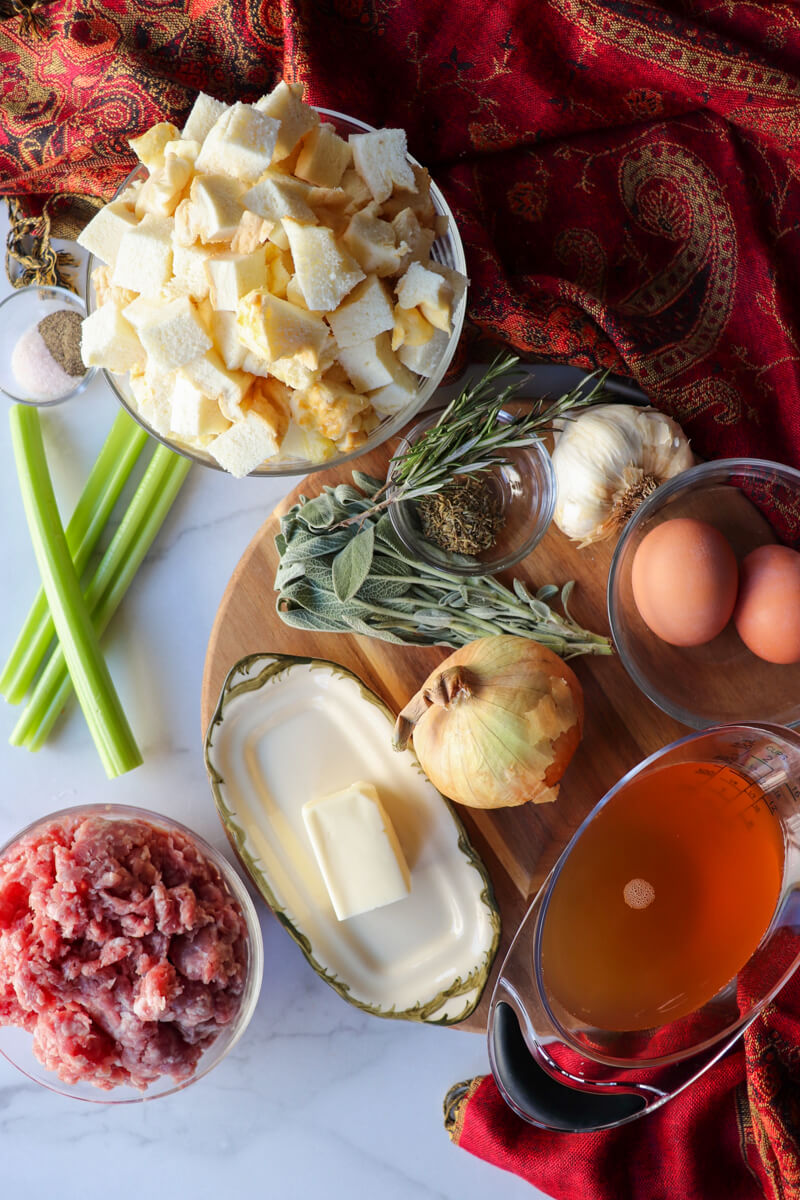 Overhead view of keto stuffing ingredients