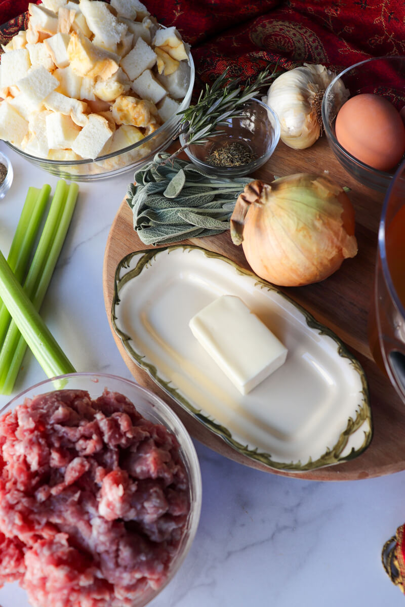 Overhead view of keto stuffing ingredients