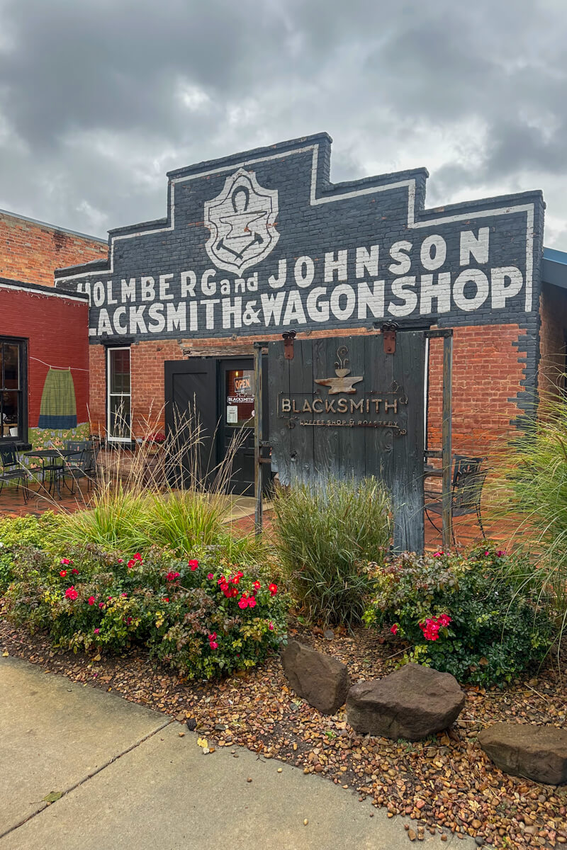 Front view of the Blacksmith and Wagon Shop - coffee shop