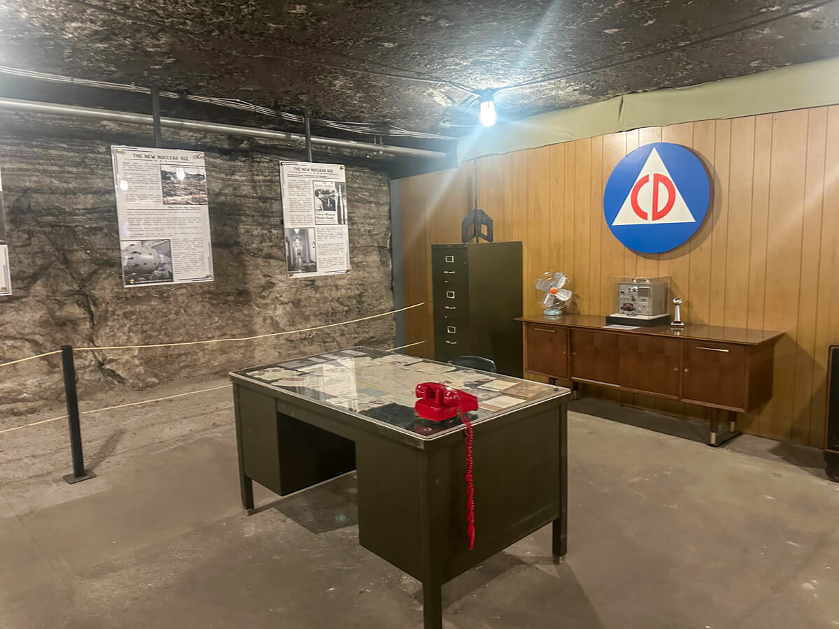 Underground salt mine exhibit with a period desk and office set up