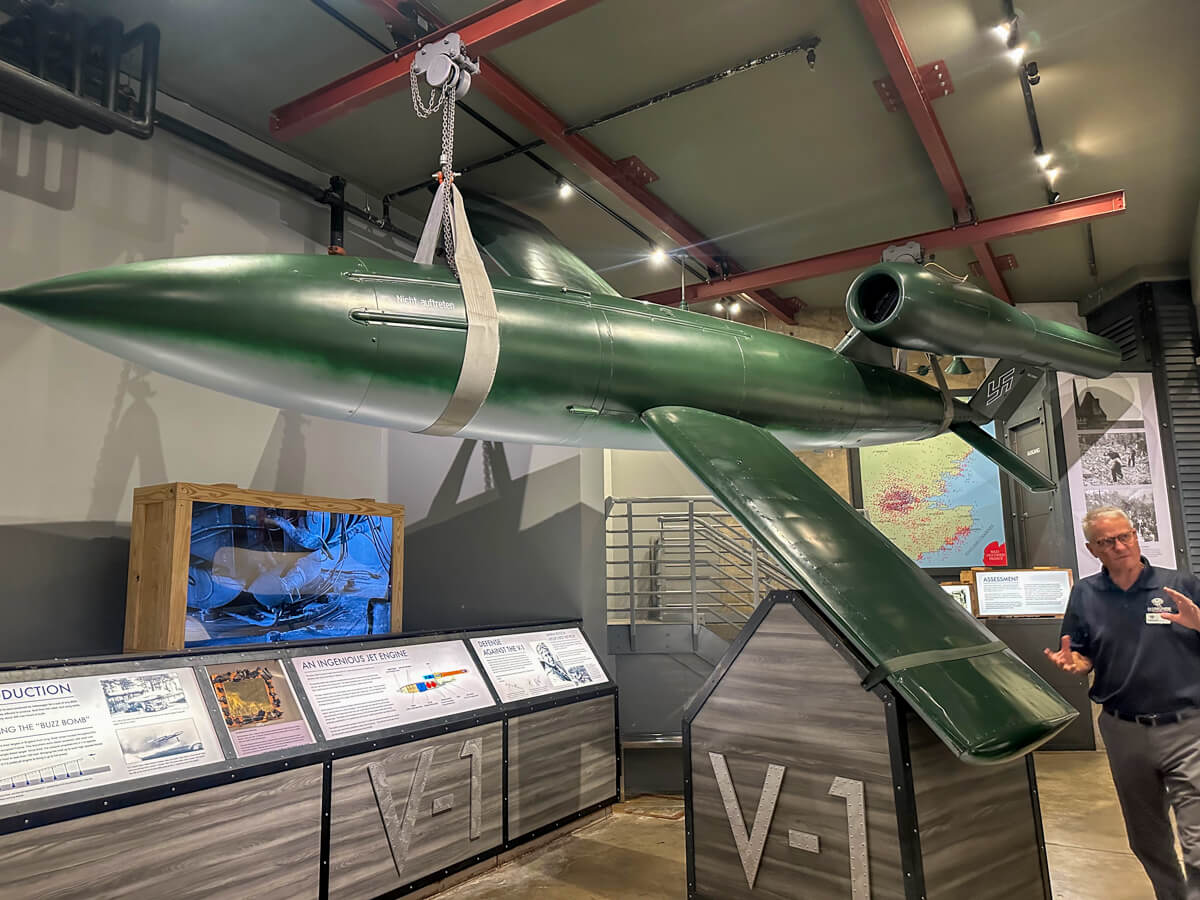 A green airplane display